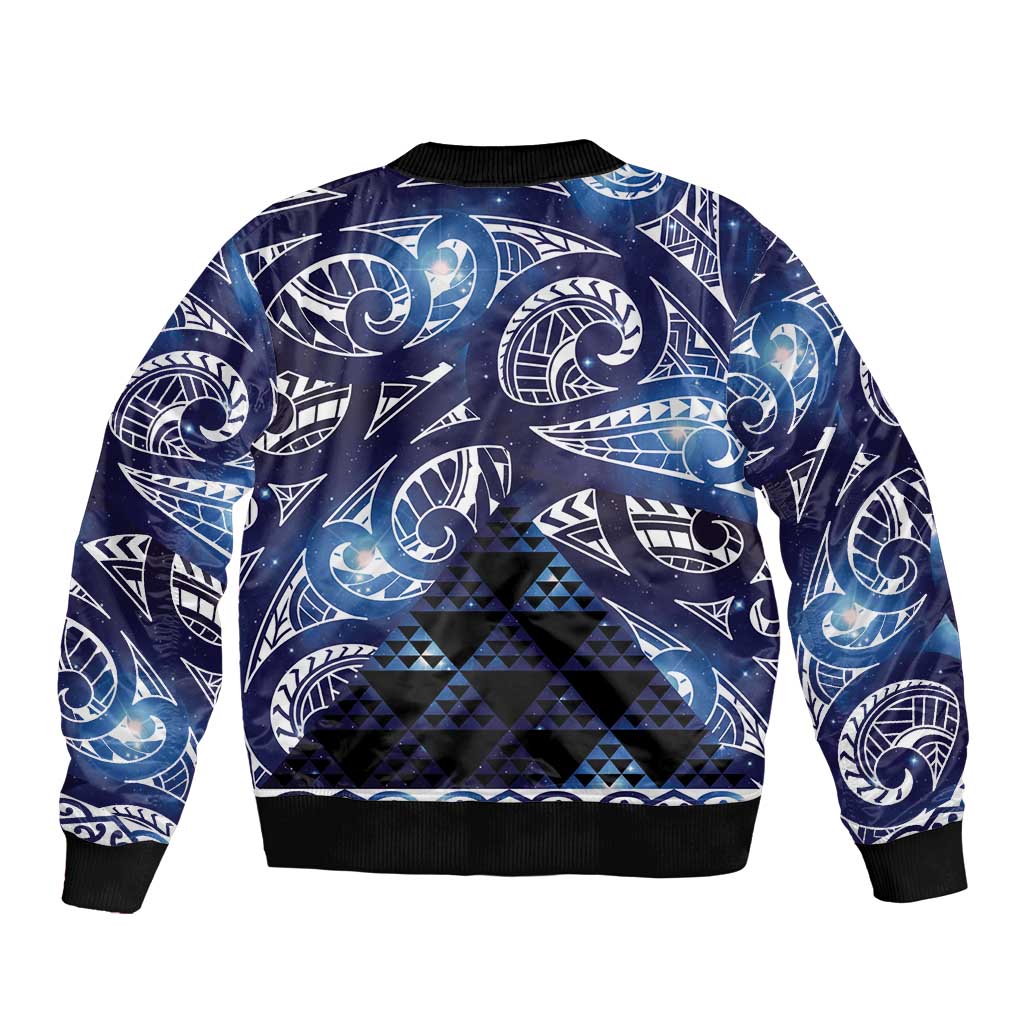 Matariki New Zealand Bomber Jacket NZ Niho Taniwha Maori New Year Blue Galaxy LT14 - Polynesian Pride