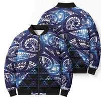 Matariki New Zealand Bomber Puffer Jacket NZ Niho Taniwha Maori New Year Blue Galaxy LT14 - Polynesian Pride