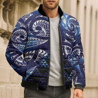 Matariki New Zealand Bomber Puffer Jacket NZ Niho Taniwha Maori New Year Blue Galaxy LT14 - Polynesian Pride