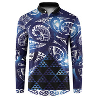Matariki New Zealand Button Sweatshirt NZ Niho Taniwha Maori New Year Blue Galaxy LT14 Blue - Polynesian Pride