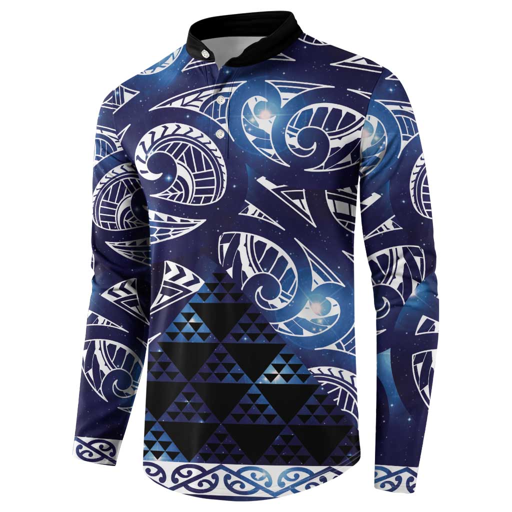 Matariki New Zealand Button Sweatshirt NZ Niho Taniwha Maori New Year Blue Galaxy LT14 - Polynesian Pride