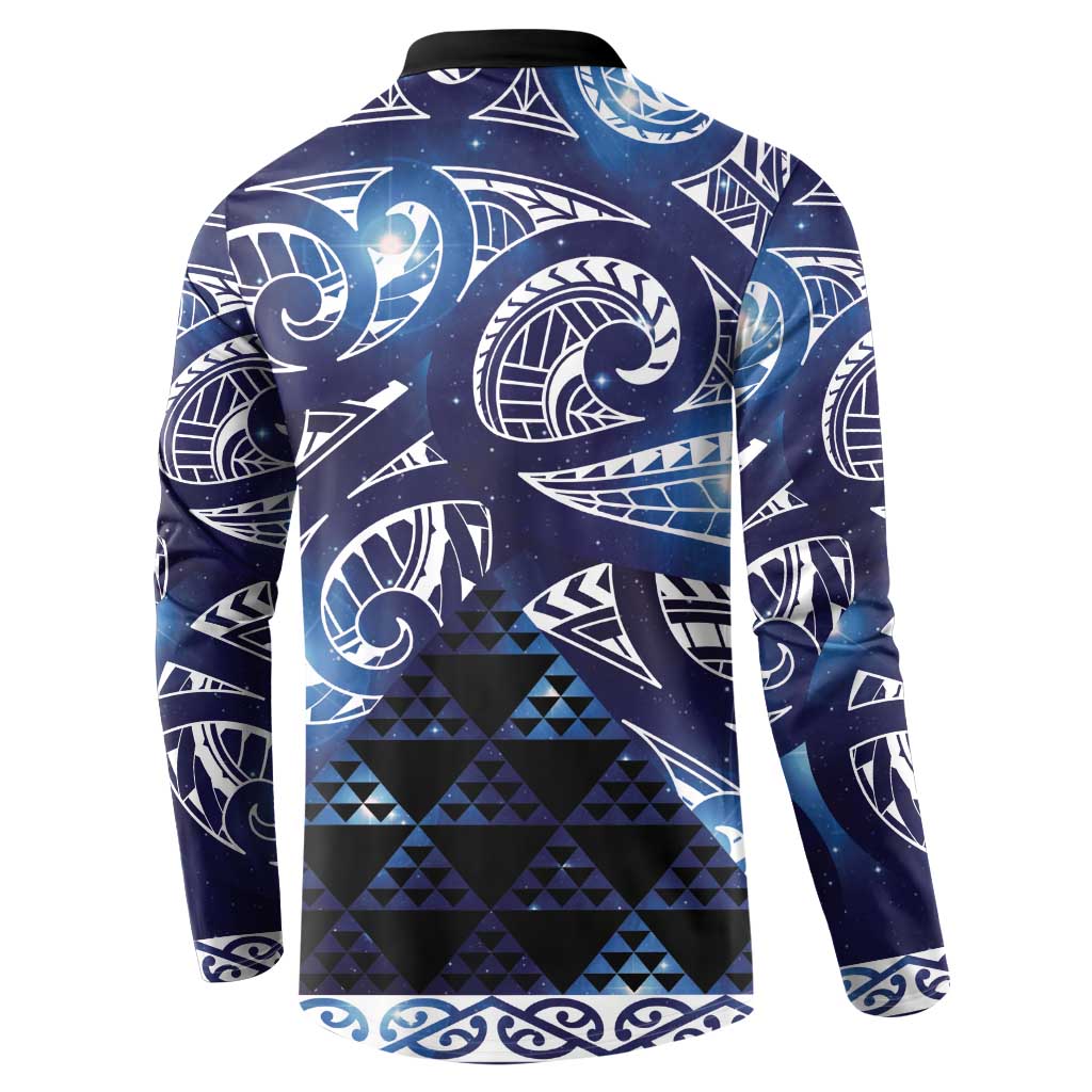 Matariki New Zealand Button Sweatshirt NZ Niho Taniwha Maori New Year Blue Galaxy LT14 - Polynesian Pride