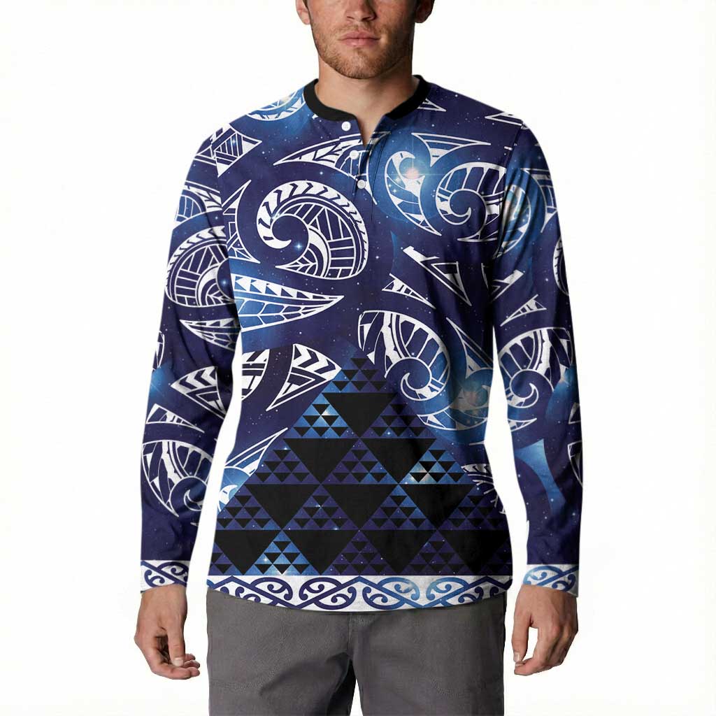 Matariki New Zealand Button Sweatshirt NZ Niho Taniwha Maori New Year Blue Galaxy LT14 - Polynesian Pride
