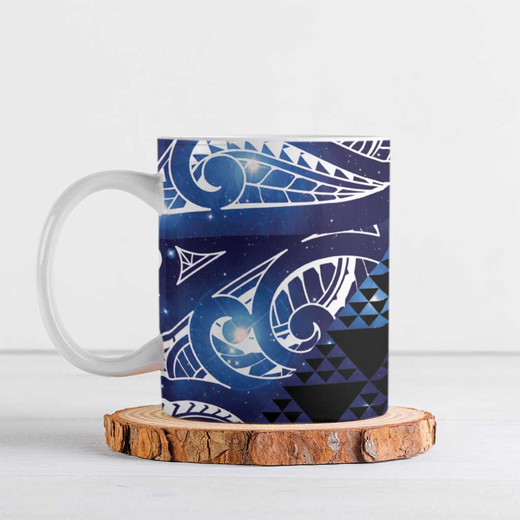 Matariki New Zealand Ceramic Mug NZ Niho Taniwha Maori New Year Blue Galaxy LT14 Blue - Polynesian Pride