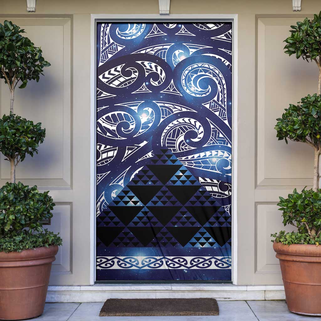 Matariki New Zealand Door Cover NZ Niho Taniwha Maori New Year Blue Galaxy