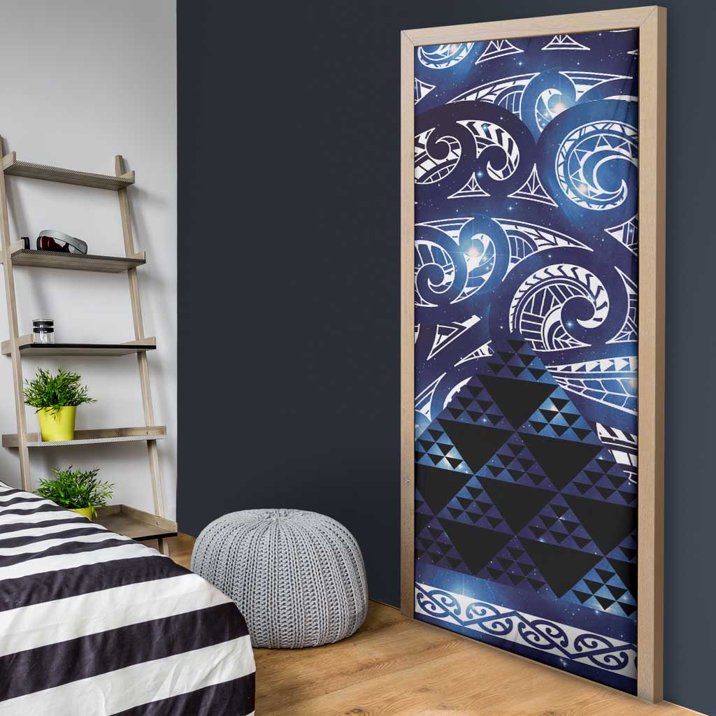 Matariki New Zealand Door Cover NZ Niho Taniwha Maori New Year Blue Galaxy