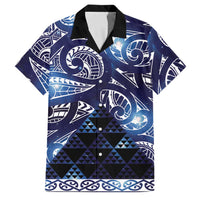 Matariki New Zealand Family Matching Off Shoulder Short Dress and Hawaiian Shirt NZ Niho Taniwha Maori New Year Blue Galaxy