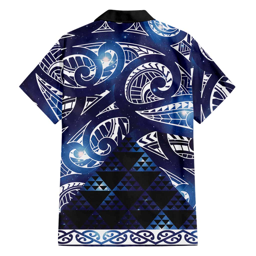 Matariki New Zealand Family Matching Off Shoulder Short Dress and Hawaiian Shirt NZ Niho Taniwha Maori New Year Blue Galaxy