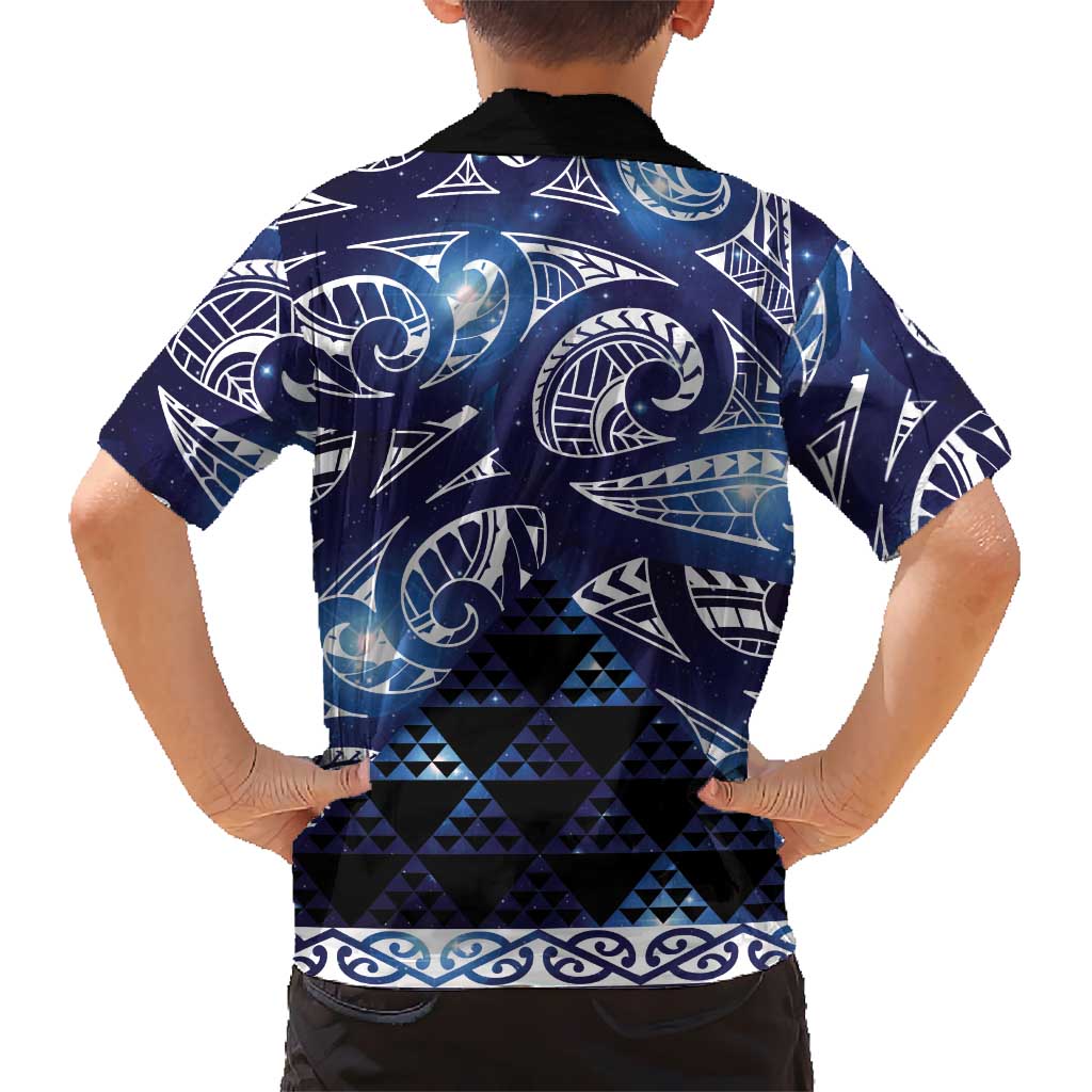 Matariki New Zealand Family Matching Summer Maxi Dress and Hawaiian Shirt NZ Niho Taniwha Maori New Year Blue Galaxy