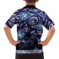 Matariki New Zealand Family Matching Tank Maxi Dress and Hawaiian Shirt NZ Niho Taniwha Maori New Year Blue Galaxy