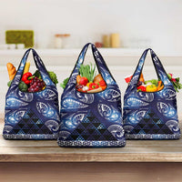 Matariki New Zealand Grocery Bag NZ Niho Taniwha Maori New Year Blue Galaxy LT14 3-pack One Size Blue - Polynesian Pride