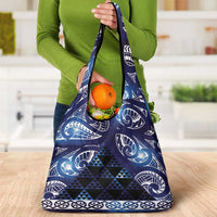 Matariki New Zealand Grocery Bag NZ Niho Taniwha Maori New Year Blue Galaxy LT14 - Polynesian Pride