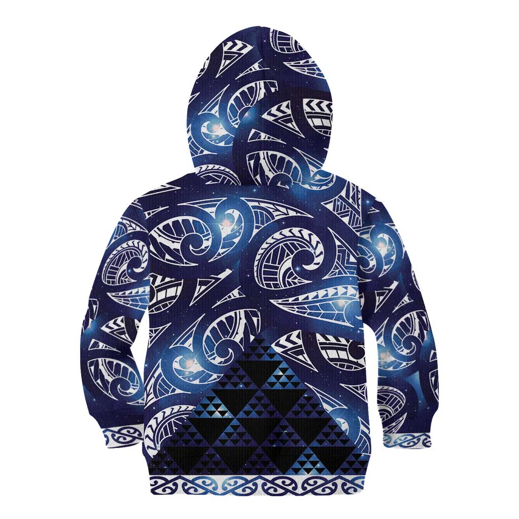 Matariki New Zealand Kid Hoodie NZ Niho Taniwha Maori New Year Blue Galaxy LT14 - Polynesian Pride