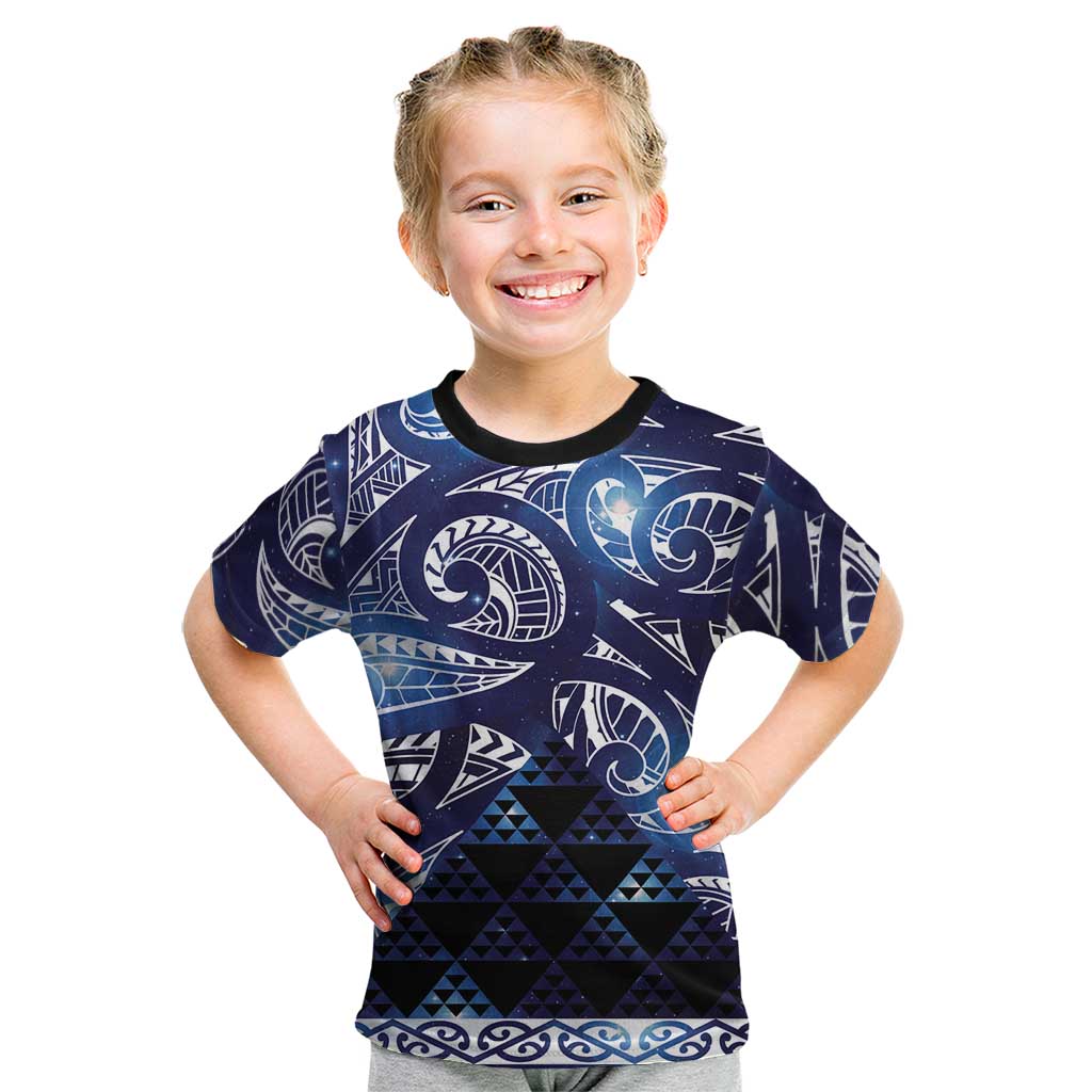 Matariki New Zealand Kid T Shirt NZ Niho Taniwha Maori New Year Blue Galaxy LT14 Blue - Polynesian Pride