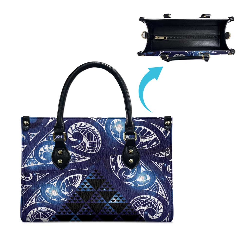 Matariki New Zealand Leather Bag NZ Niho Taniwha Maori New Year Blue Galaxy LT14 - Polynesian Pride