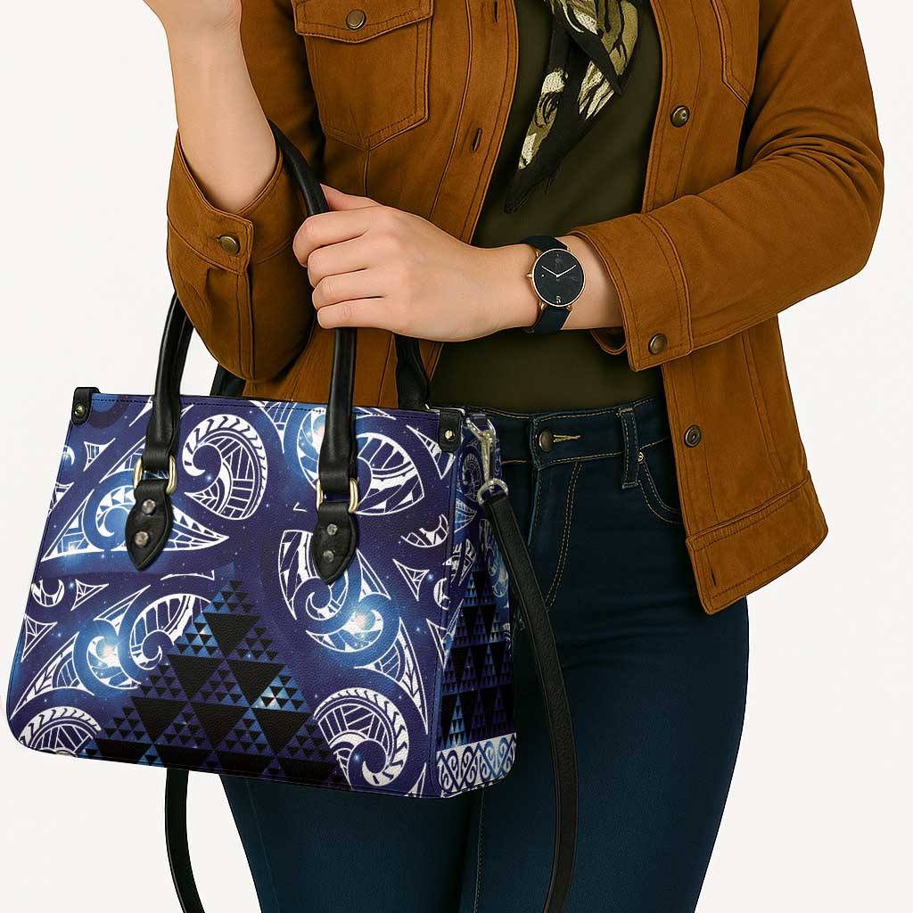 Matariki New Zealand Leather Bag NZ Niho Taniwha Maori New Year Blue Galaxy LT14 - Polynesian Pride