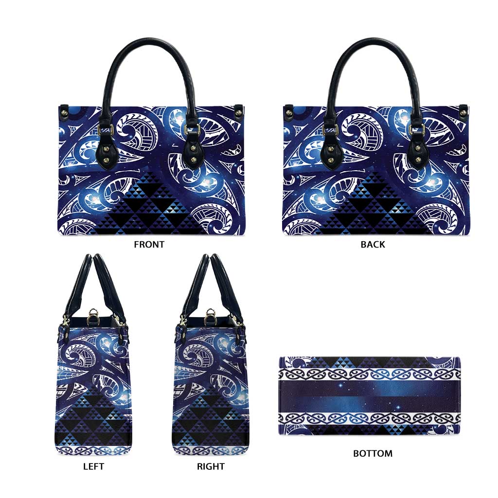 Matariki New Zealand Leather Bag NZ Niho Taniwha Maori New Year Blue Galaxy LT14 - Polynesian Pride