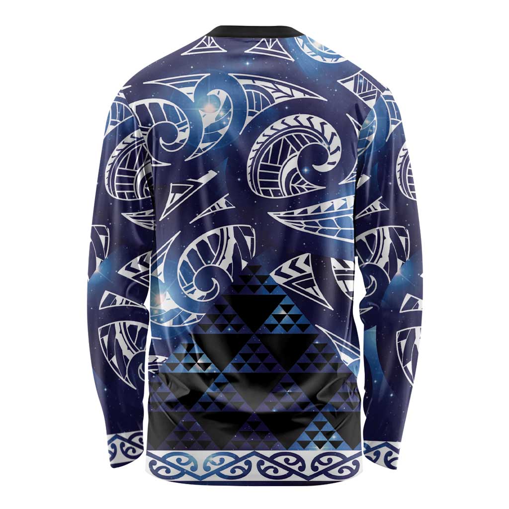 Matariki New Zealand Long Sleeve Shirt NZ Niho Taniwha Maori New Year Blue Galaxy LT14 - Polynesian Pride