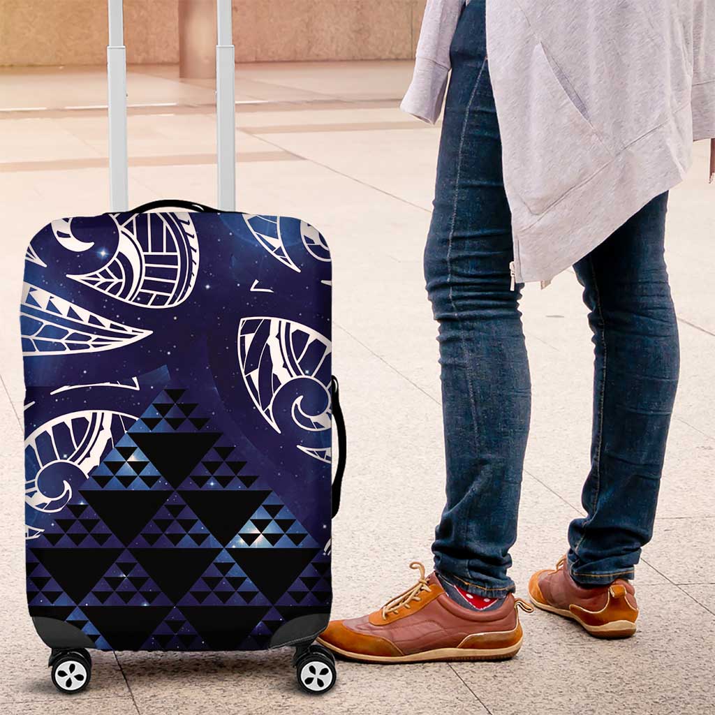 Matariki New Zealand Luggage Cover NZ Niho Taniwha Maori New Year Blue Galaxy LT14 Blue - Polynesian Pride