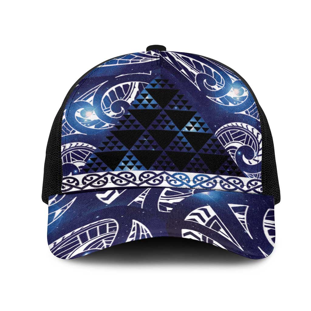 Matariki New Zealand Mesh Trucker Cap NZ Niho Taniwha Maori New Year Blue Galaxy LT14 One Size Black Blue - Polynesian Pride