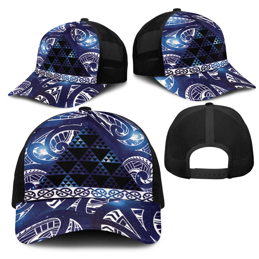 Matariki New Zealand Mesh Trucker Cap NZ Niho Taniwha Maori New Year Blue Galaxy LT14 - Polynesian Pride