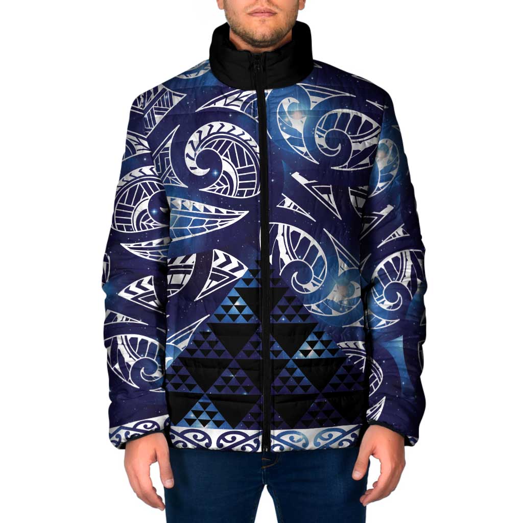 Matariki New Zealand Padded Jacket NZ Niho Taniwha Maori New Year Blue Galaxy LT14 Men Blue - Polynesian Pride