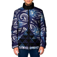 Matariki New Zealand Padded Jacket NZ Niho Taniwha Maori New Year Blue Galaxy LT14 Men Blue - Polynesian Pride