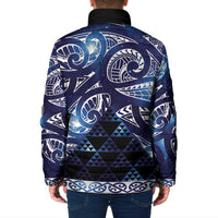 Matariki New Zealand Padded Jacket NZ Niho Taniwha Maori New Year Blue Galaxy LT14 - Polynesian Pride