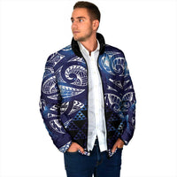 Matariki New Zealand Padded Jacket NZ Niho Taniwha Maori New Year Blue Galaxy LT14 - Polynesian Pride