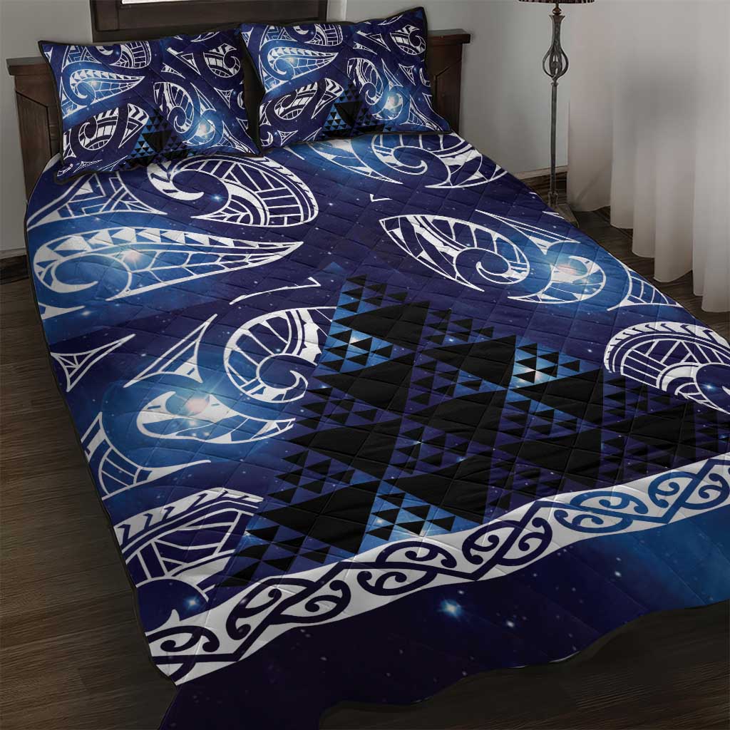 Matariki New Zealand Quilt Bed Set NZ Niho Taniwha Maori New Year Blue Galaxy LT14 Blue - Polynesian Pride