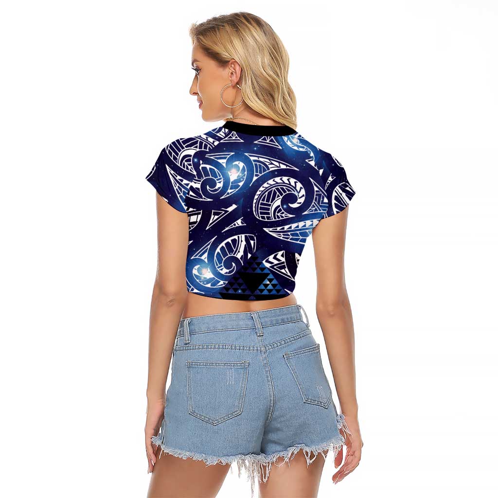 Matariki New Zealand Raglan Cropped T Shirt NZ Niho Taniwha Maori New Year Blue Galaxy