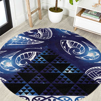 Matariki New Zealand Round Carpet NZ Niho Taniwha Maori New Year Blue Galaxy LT14 Blue - Polynesian Pride