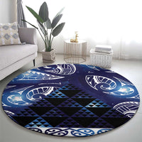 Matariki New Zealand Round Carpet NZ Niho Taniwha Maori New Year Blue Galaxy LT14 - Polynesian Pride