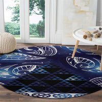 Matariki New Zealand Round Carpet NZ Niho Taniwha Maori New Year Blue Galaxy LT14 - Polynesian Pride