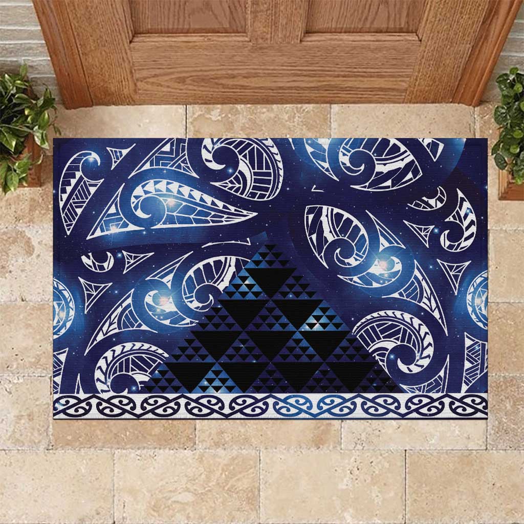 Matariki New Zealand Rubber Doormat NZ Niho Taniwha Maori New Year Blue Galaxy LT14 Blue - Polynesian Pride
