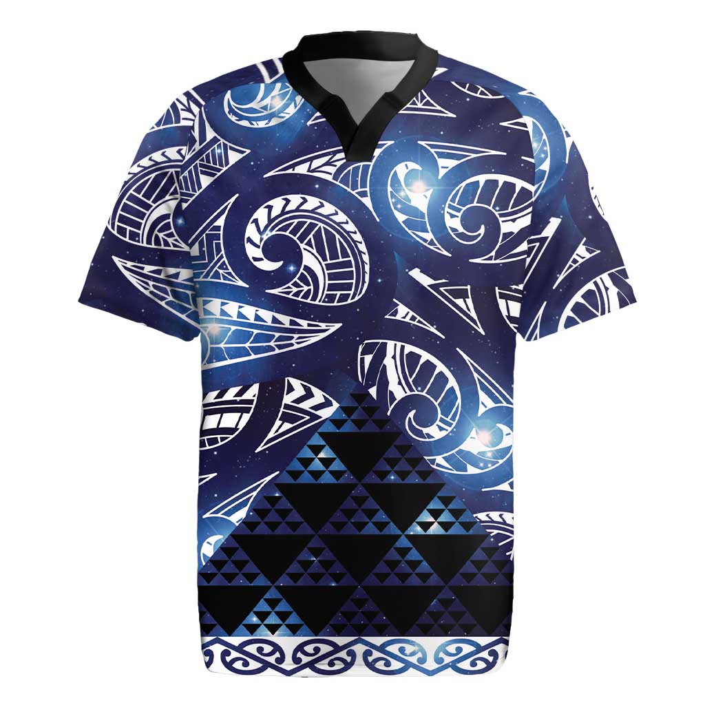 Matariki New Zealand Rugby Jersey NZ Niho Taniwha Maori New Year Blue Galaxy LT14 Blue - Polynesian Pride