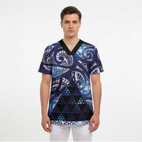 Matariki New Zealand Scrub Top NZ Niho Taniwha Maori New Year Blue Galaxy LT14 - Polynesian Pride