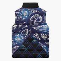 Matariki New Zealand Sleeveless Puffer Jacket NZ Niho Taniwha Maori New Year Blue Galaxy LT14 - Polynesian Pride