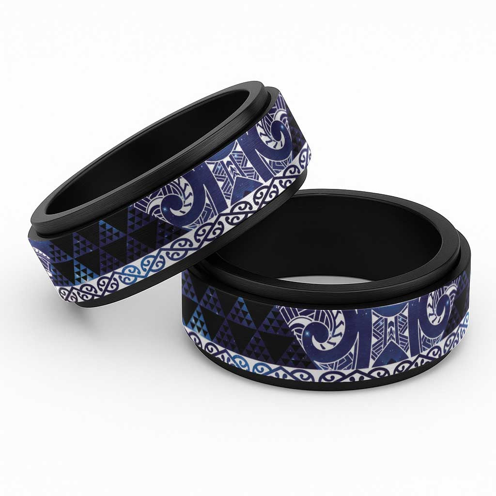 Matariki New Zealand Spinner Ring NZ Niho Taniwha Maori New Year Blue Galaxy