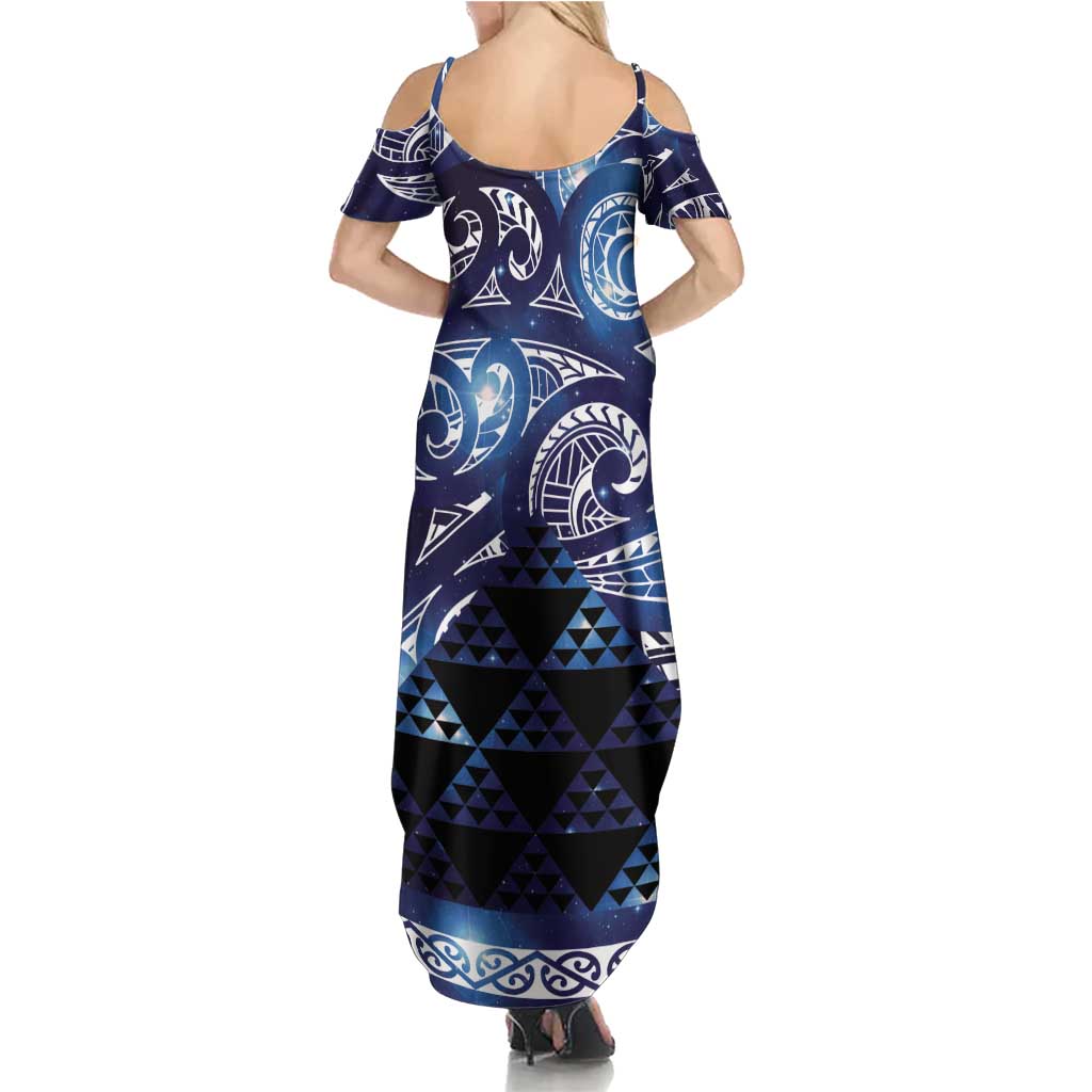 Matariki New Zealand Summer Maxi Dress NZ Niho Taniwha Maori New Year Blue Galaxy LT14 - Polynesian Pride