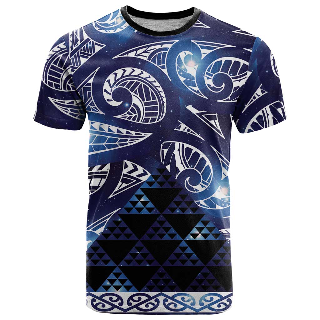 Matariki New Zealand T Shirt NZ Niho Taniwha Maori New Year Blue Galaxy LT14 Blue - Polynesian Pride