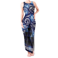 Matariki New Zealand Tank Maxi Dress NZ Niho Taniwha Maori New Year Blue Galaxy LT14 Women Blue - Polynesian Pride