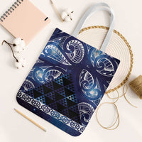 Matariki New Zealand Tote Bag NZ Niho Taniwha Maori New Year Blue Galaxy LT14 White Strap One Size Blue - Polynesian Pride