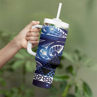 Matariki New Zealand Tumbler With Handle NZ Niho Taniwha Maori New Year Blue Galaxy LT14 - Polynesian Pride