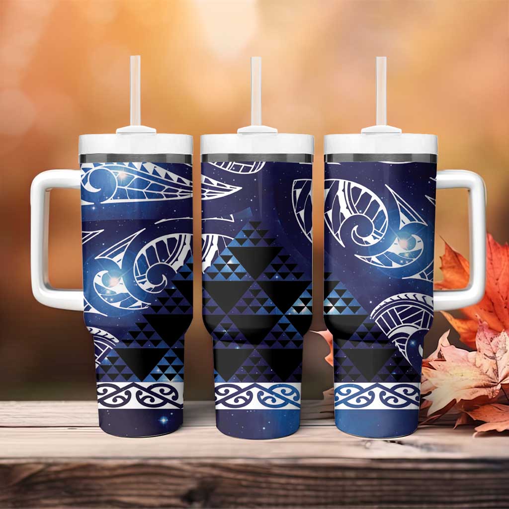 Matariki New Zealand Tumbler With Handle NZ Niho Taniwha Maori New Year Blue Galaxy LT14 - Polynesian Pride