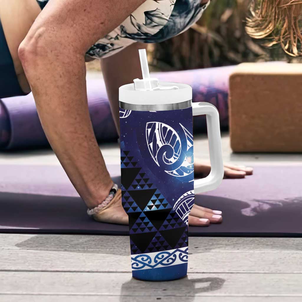 Matariki New Zealand Tumbler With Handle NZ Niho Taniwha Maori New Year Blue Galaxy LT14 - Polynesian Pride