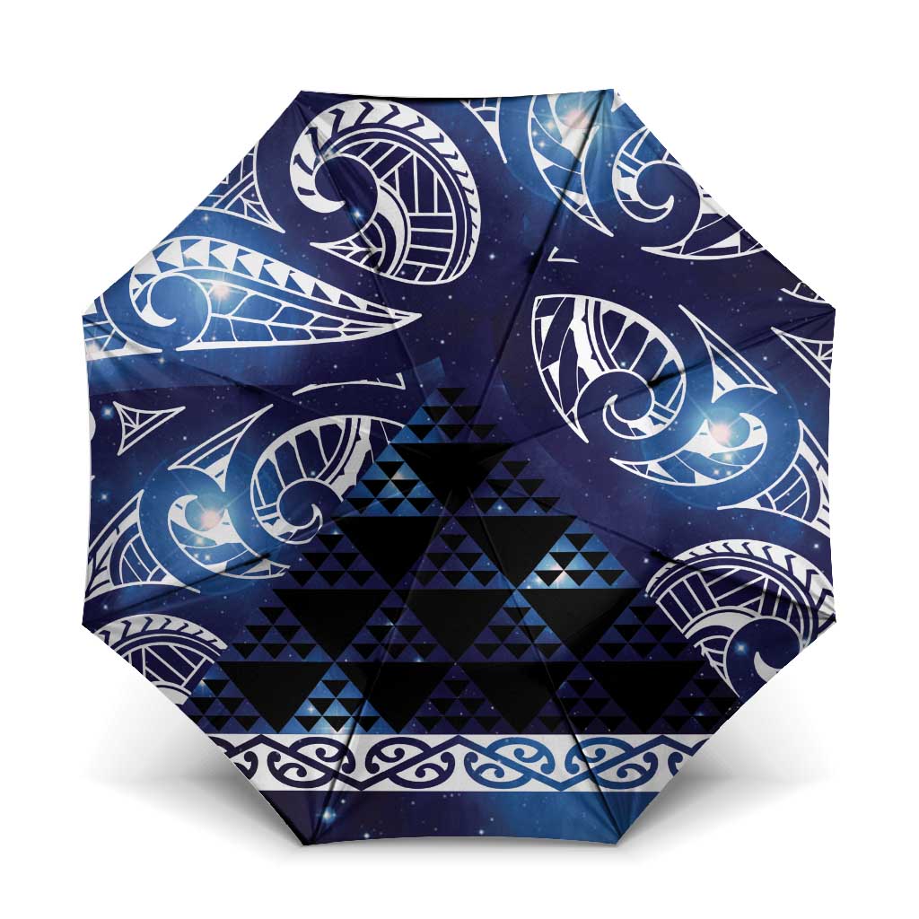 Matariki New Zealand Umbrella NZ Niho Taniwha Maori New Year Blue Galaxy LT14 One Size Folded 11.42 inch Opened Diameter 37.4 inch Blue - Polynesian Pride