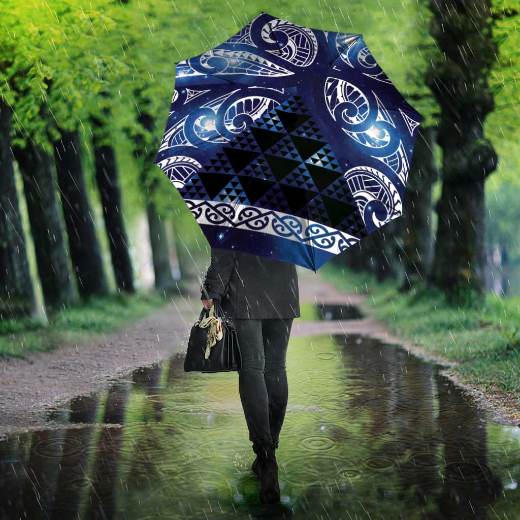 Matariki New Zealand Umbrella NZ Niho Taniwha Maori New Year Blue Galaxy LT14 - Polynesian Pride