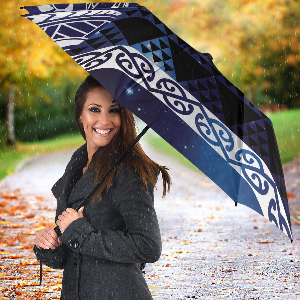 Matariki New Zealand Umbrella NZ Niho Taniwha Maori New Year Blue Galaxy LT14 - Polynesian Pride