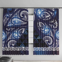 Matariki New Zealand Window Curtain NZ Niho Taniwha Maori New Year Blue Galaxy LT14 With Hooks Blue - Polynesian Pride